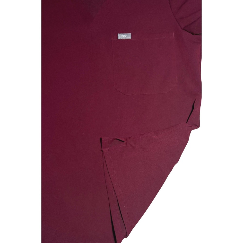 FIGS Catarina Burgundy One-Pocket Scrubs Top Womens Size XS - Picture 4 of 7